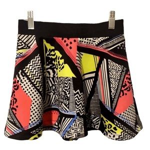 80’s Night Bongo Vintage Neón Abstract Retro Style Mini Skirt EUC